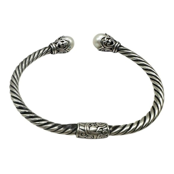 Cultured Pearl Filigree Sterling Silver .925 Bracelet 2.5" - 17g – Needs Repair - Picture 1 of 8